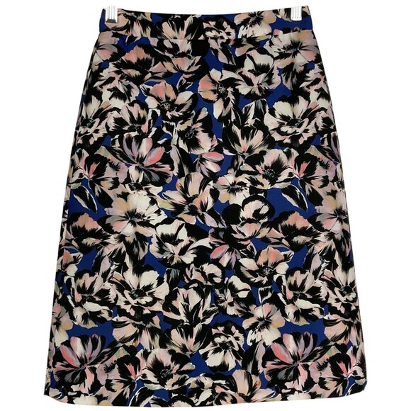 J. Crew A-line Skirt in Hibiscus Print Size 00 Blue Floral #E9135 - Picture 1 of 13